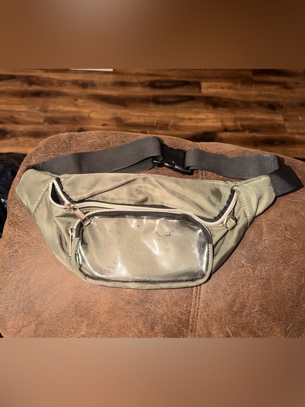 Boutique 9 Olive Green Men's Belt Bag with Clear Front Pocket
